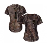 Women's Majestic San Diego Padres #1 Ozzie Smith Authentic Camo Realtree Collection Flex Base MLB Jersey