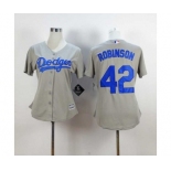 women mlb jerseys los angeles dodgers #42 robinson grey