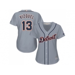 Women's Detroit Tigers #13 Omar Vizquel Grey Road Stitched MLB Jersey