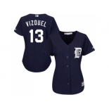 Women's Detroit Tigers #13 Omar Vizquel Navy Blue Alternate Stitched MLB Jersey