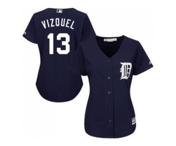 Women's Detroit Tigers #13 Omar Vizquel Navy Blue Alternate Stitched MLB Jersey