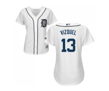 Women's Detroit Tigers #13 Omar Vizquel White Home Stitched MLB Jersey