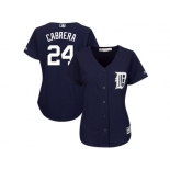 Women's Detroit Tigers #24 Miguel Cabrera Majestic Fashion Navy Cool Base Jersey