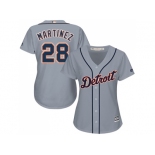 Women's Detroit Tigers #28 J. D. Martinez Grey Road Stitched MLB Jersey