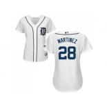 Women's Detroit Tigers #28 J. D. Martinez White Home Stitched MLB Jersey