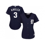 Women's Detroit Tigers #3 Ian Kinsler Navy Blue Alternate Stitched MLB Jersey