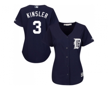 Women's Detroit Tigers #3 Ian Kinsler Navy Blue Alternate Stitched MLB Jersey