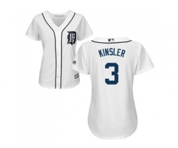 Women's Detroit Tigers #3 Ian Kinsler White Home Stitched MLB Jersey