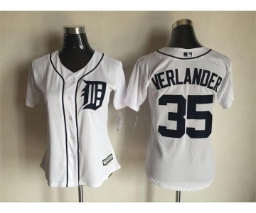 Women's Detroit Tigers #35 Justin Verlander Majestic White Cool Base Player Jersey