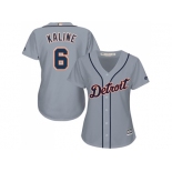 Women's Detroit Tigers #6 Al Kaline Grey Road Stitched MLB Jersey