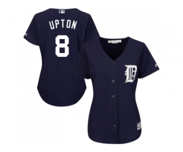 Women's Detroit Tigers #8 Justin Upton Navy Blue Alternate Stitched MLB Jersey