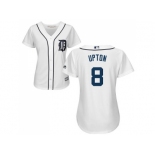 Women's Detroit Tigers #8 Justin Upton White Home Stitched MLB Jersey