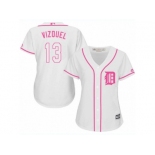 Women's Majestic Detroit Tigers #13 Omar Vizquel Authentic White Fashion Cool Base MLB Jersey