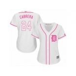 Women's Majestic Detroit Tigers #24 Miguel Cabrera Authentic White Fashion Cool Base MLB Jersey