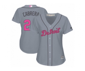 Women's Majestic Detroit Tigers #24 Miguel Cabrera Replica Grey Mother's Day Cool Base MLB Jersey