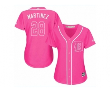 Women's Majestic Detroit Tigers #28 J. D. Martinez Replica Pink Fashion Cool Base MLB Jersey