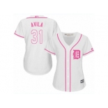 Women's Majestic Detroit Tigers #31 Alex Avila Authentic White Fashion Cool Base MLB Jersey