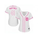 Women's Majestic Detroit Tigers #41 Victor Martinez Authentic White Fashion Cool Base MLB Jersey