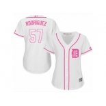 Women's Majestic Detroit Tigers #57 Francisco Rodriguez Authentic White Fashion Cool Base MLB Jersey