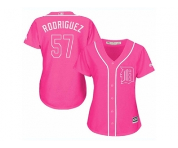 Women's Majestic Detroit Tigers #57 Francisco Rodriguez Replica Pink Fashion Cool Base MLB Jersey