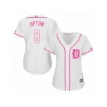 Women's Majestic Detroit Tigers #8 Justin Upton Authentic White Fashion Cool Base MLB Jersey