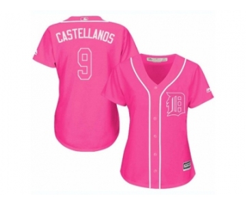 Women's Majestic Detroit Tigers #9 Nick Castellanos Replica Pink Fashion Cool Base MLB Jersey