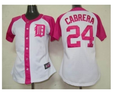 women mlb detroit tigers #24 cabrera white pink[2012]