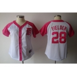 women mlb detroit tigers #28 fielder white pink[2012]