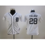 youth mlb detroit tigers #28 fielder white