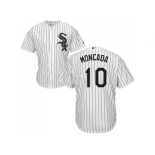 Youth Chicago White Sox #10 Yoan Moncada White(Black Strip) Home Cool Base Stitched MLB Jersey