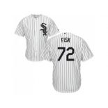 Youth Chicago White Sox #72 Carlton Fisk White(Black Strip) Home Cool Base Stitched MLB Jersey