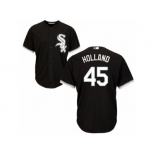 Youth Majestic Chicago White Sox #45 Derek Holland Replica Black Alternate Home Cool Base MLB Jersey