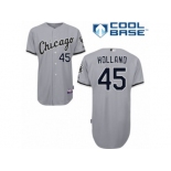 Youth Majestic Chicago White Sox #45 Derek Holland Replica Grey Road Cool Base MLB Jersey