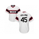 Youth Majestic Chicago White Sox #45 Derek Holland Replica White 2013 Alternate Home Cool Base MLB Jersey