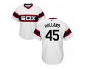 Youth Majestic Chicago White Sox #45 Derek Holland Replica White 2013 Alternate Home Cool Base MLB Jersey