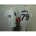 youth mlb jerseys chicago white sox #79 abreu white[black stripe]