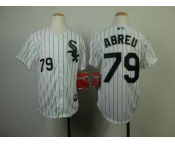 youth mlb jerseys chicago white sox #79 abreu white[black stripe]