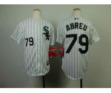 youth mlb jerseys chicago white sox #79 abreu white[black stripe]