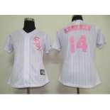 MLB Women Jerseys Chicago White Sox #14 Paul Konerko White[Pink strip]