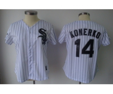 MLB Women Jerseys Chicago White Sox #14 konerko White[black strip]