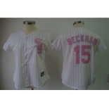 MLB Women Jerseys Chicago White Sox #15 beckham White[pink strip]