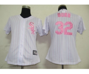 MLB Women Jerseys Chicago White Sox #32 Dunn White[Pink strip]