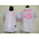 MLB Women Jerseys Chicago White Sox #45 Jordan White[Pink strip]