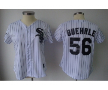 MLB Women Jerseys Chicago White Sox #56 buehrle White[black strip]