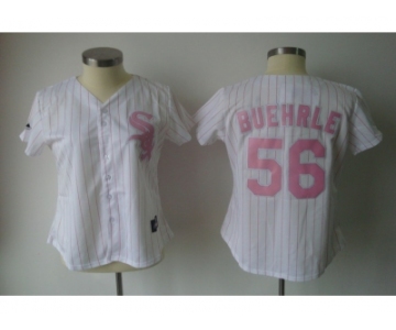 MLB Women Jerseys Chicago White Sox #56 buehrle White[pink strip]