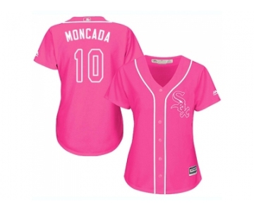 Women Chicago White Sox #10 Yoan Moncada Pink Fashion Stitched MLB Jersey