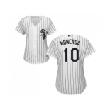 Women Chicago White Sox #10 Yoan Moncada White(Black Strip) Home Stitched MLB Jersey