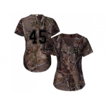 Women Chicago White Sox #45 Michael Jordan Camo Realtree Collection Cool Base Stitched MLB Jersey