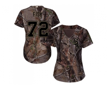 Women Chicago White Sox #72 Carlton Fisk Camo Realtree Collection Cool Base Stitched MLB Jersey