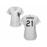 Women's Chicago White Sox #21 Todd Frazier White(Black Strip) Home Stitched MLB Jersey